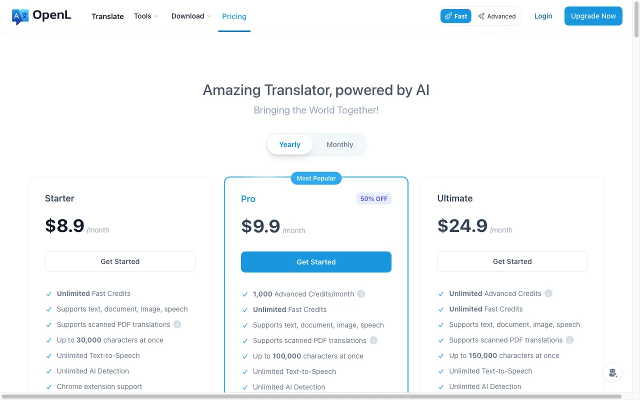 OpenL — pricing page
