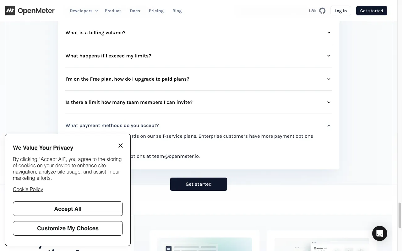 OpenMeter — pricing page