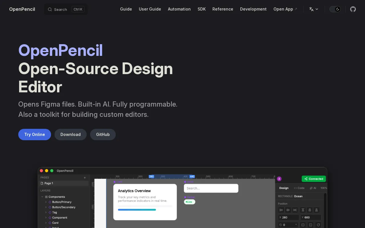 OpenPencil.dev — preview screenshot