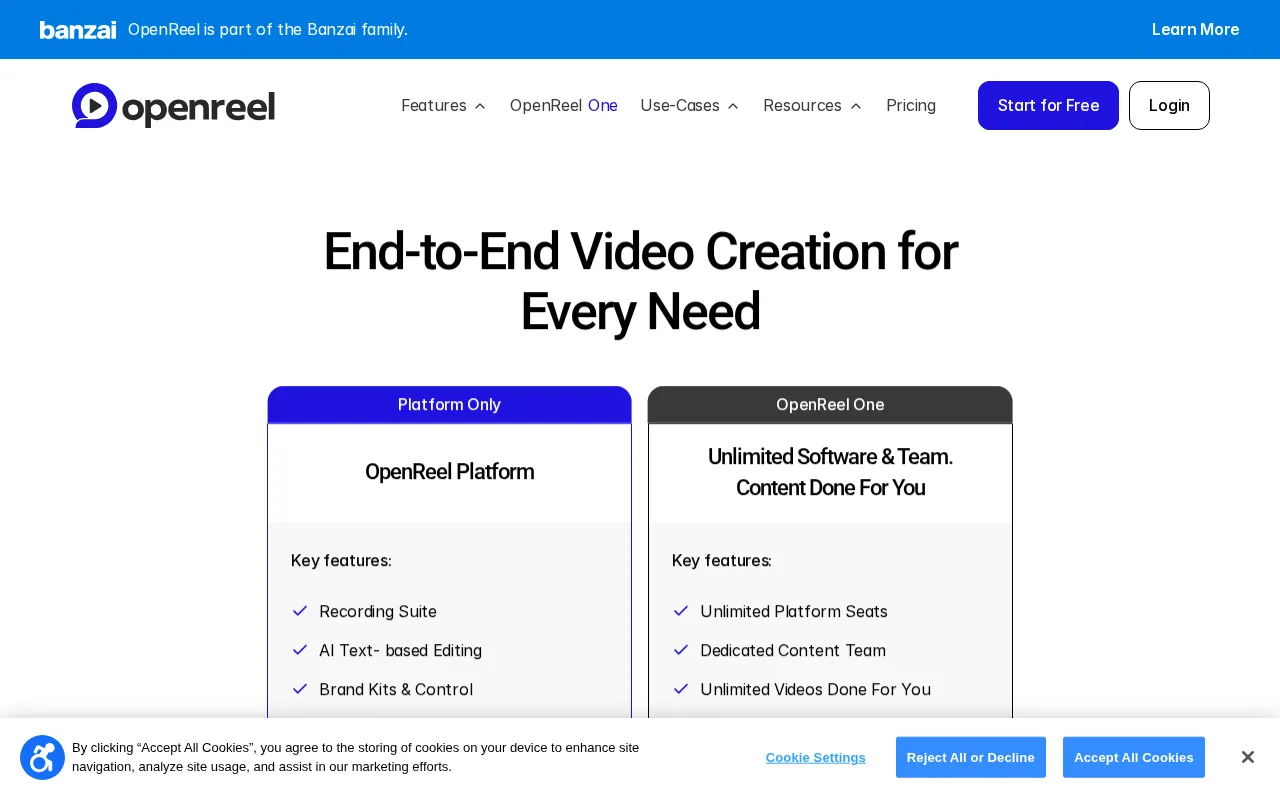 Openreel — pricing page