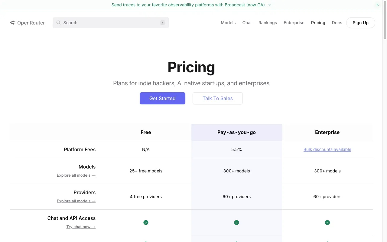 OpenRouter — pricing page