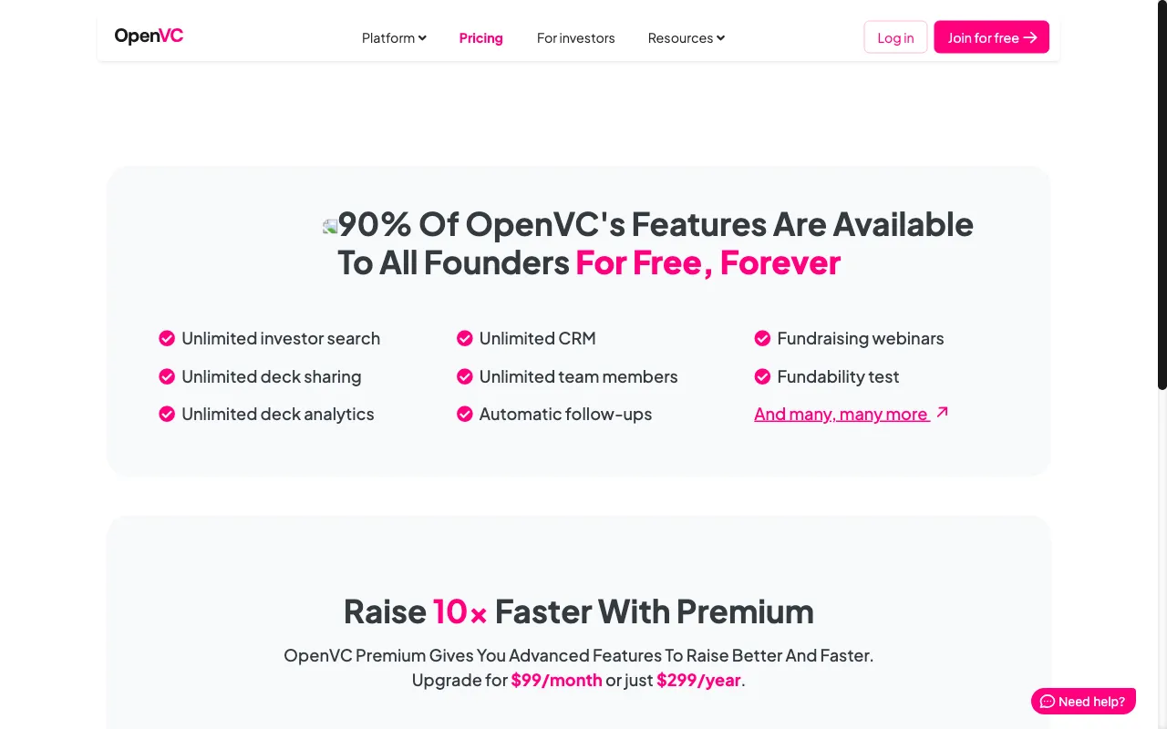OpenVC AI Deck Reviews — pricing page