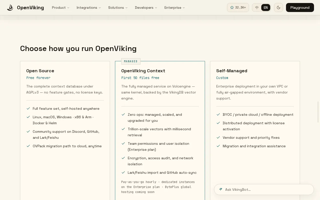 OpenViking AI — pricing page