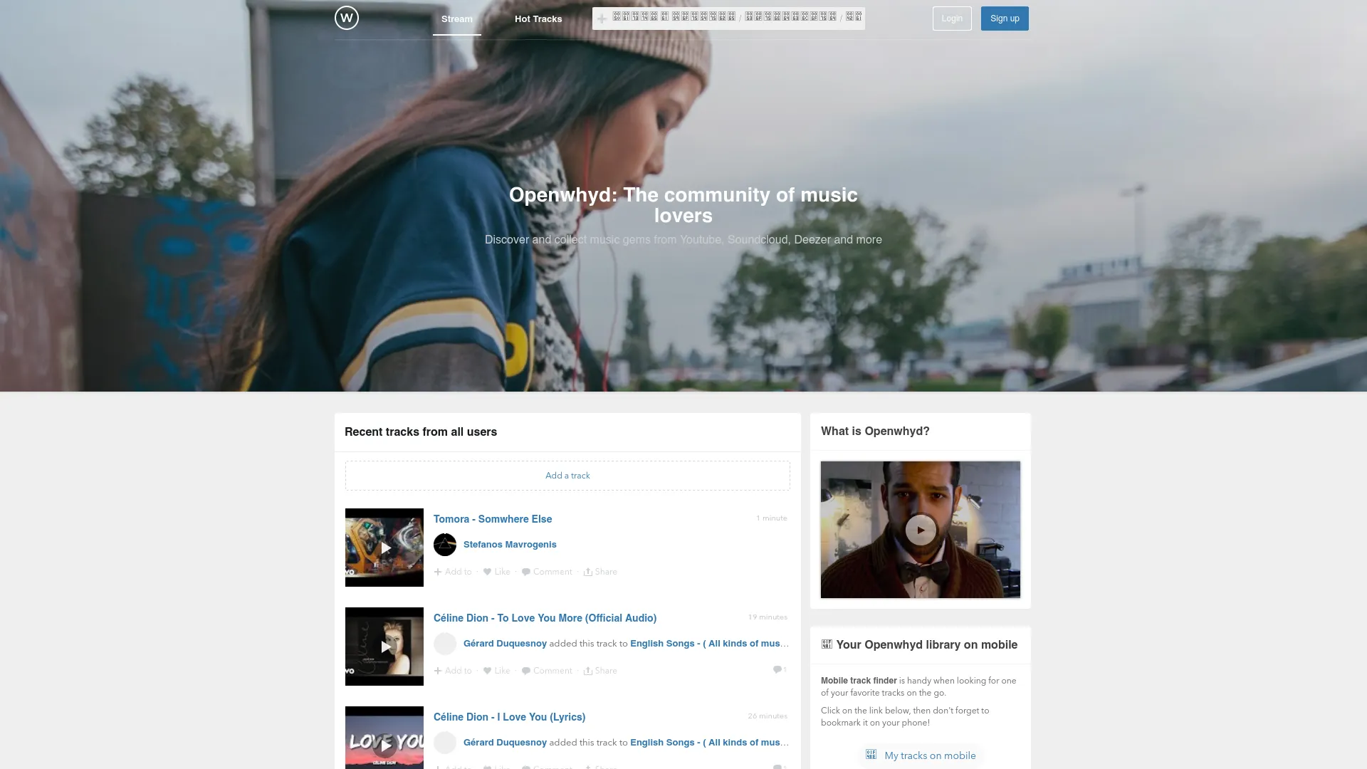 Openwhyd — preview screenshot
