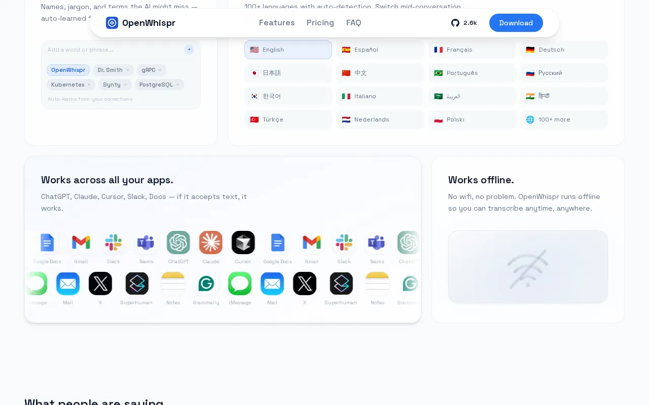 OpenWhispr — pricing page