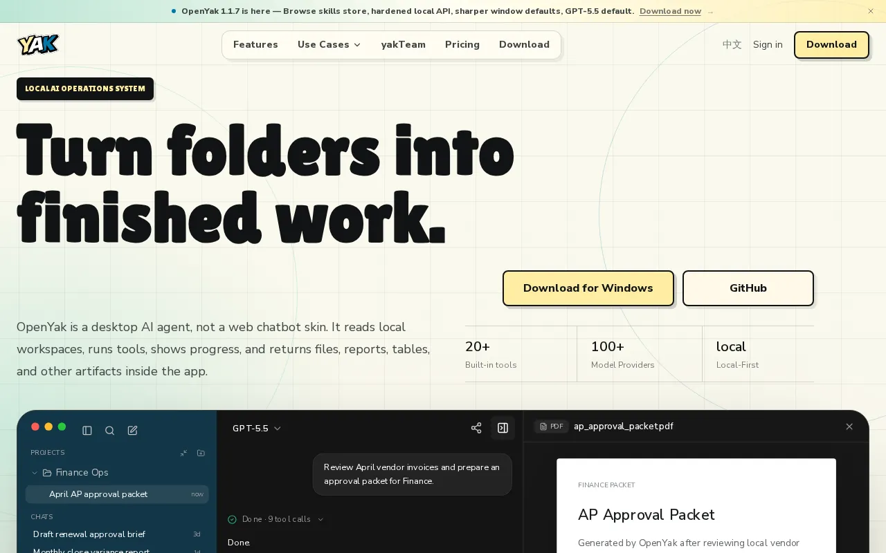 OpenYak — preview screenshot