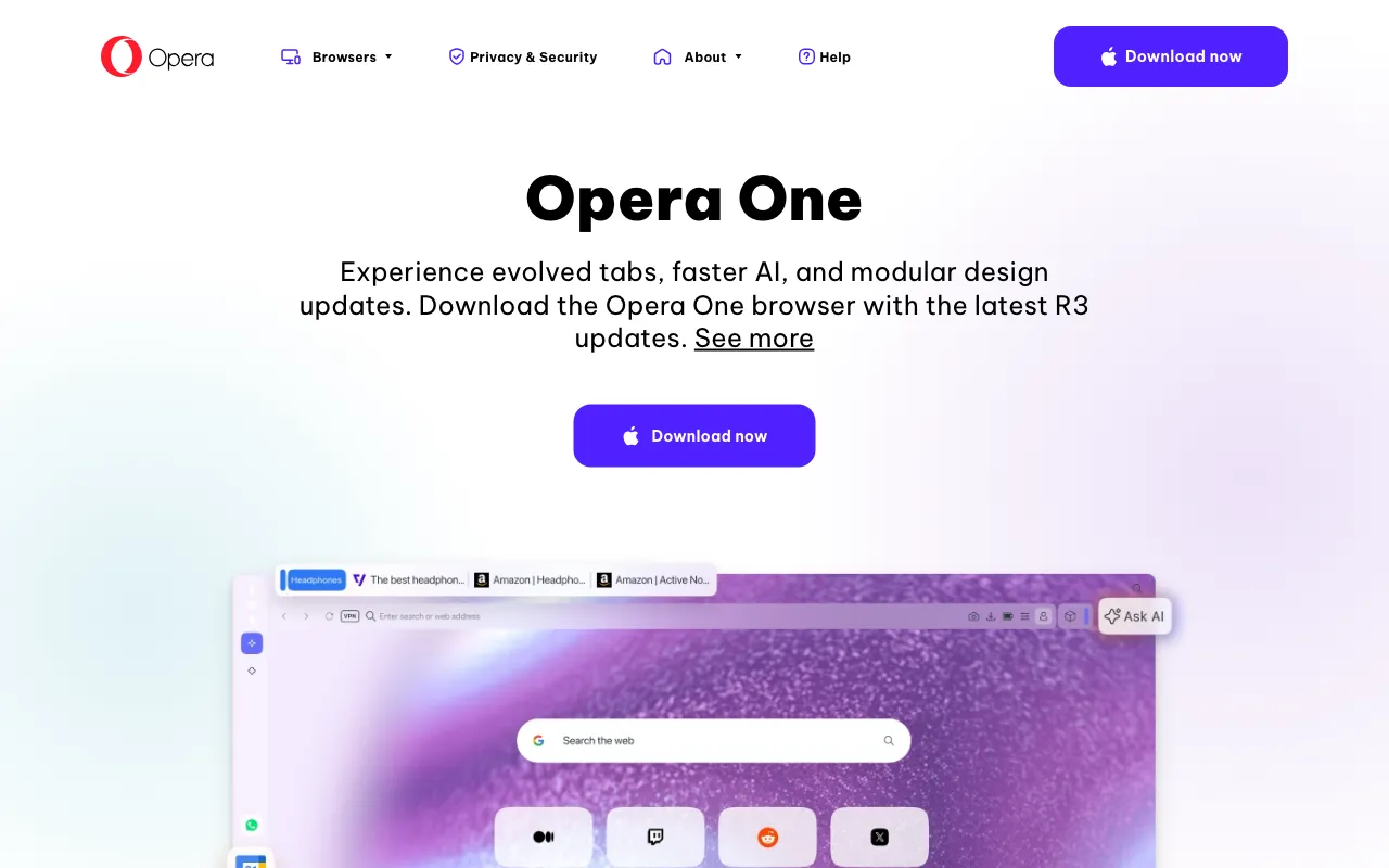 Opera One Browser — preview screenshot