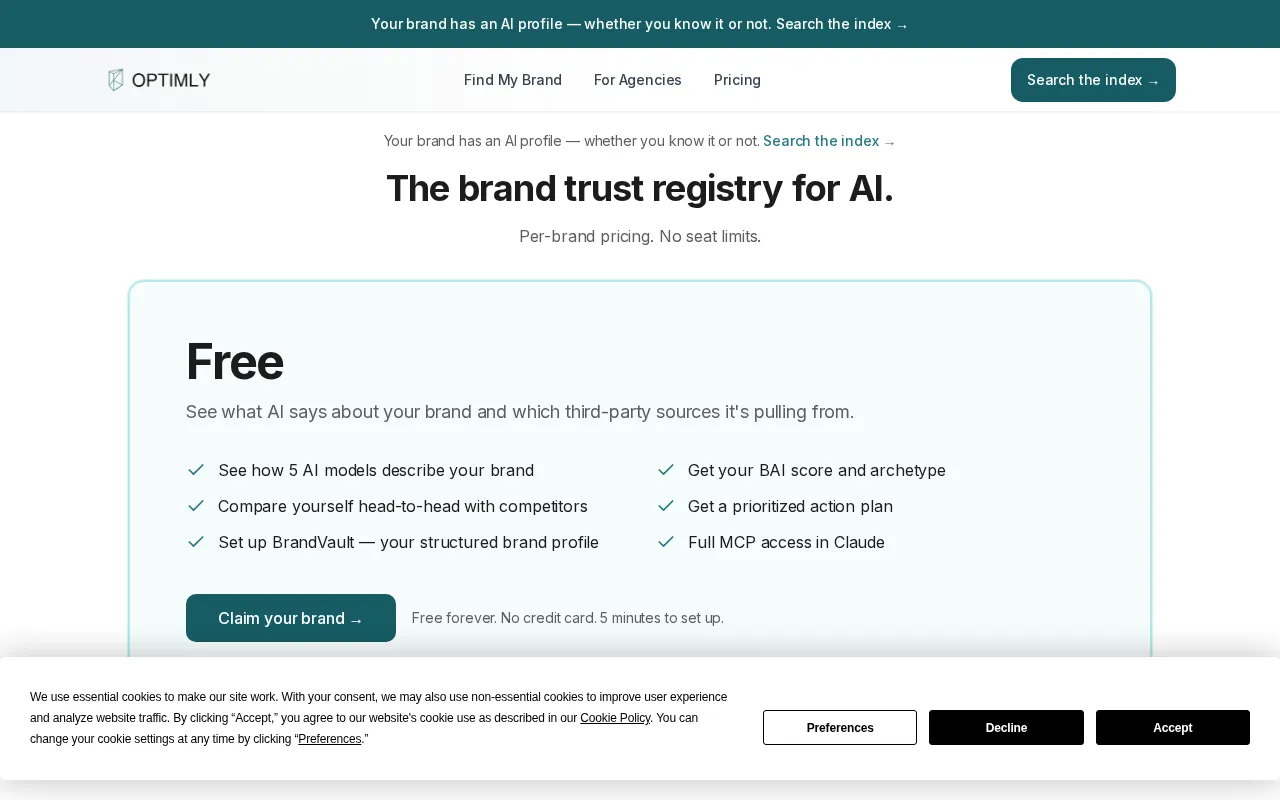 Optimly — pricing page