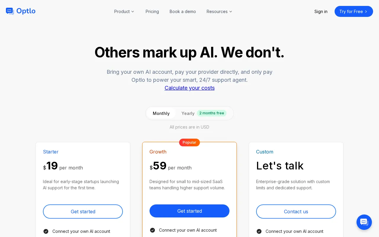 Optlo — pricing page