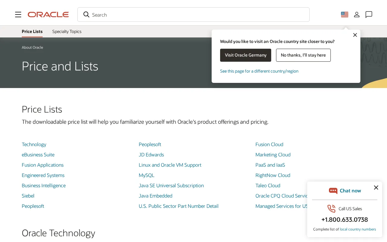Oracle BPM Suite — pricing page
