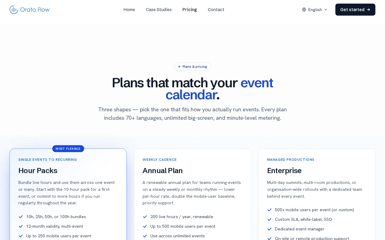 Orato Flow — pricing page
