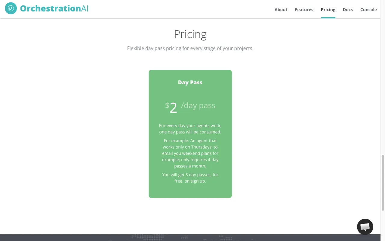 Orchestration AI — pricing page