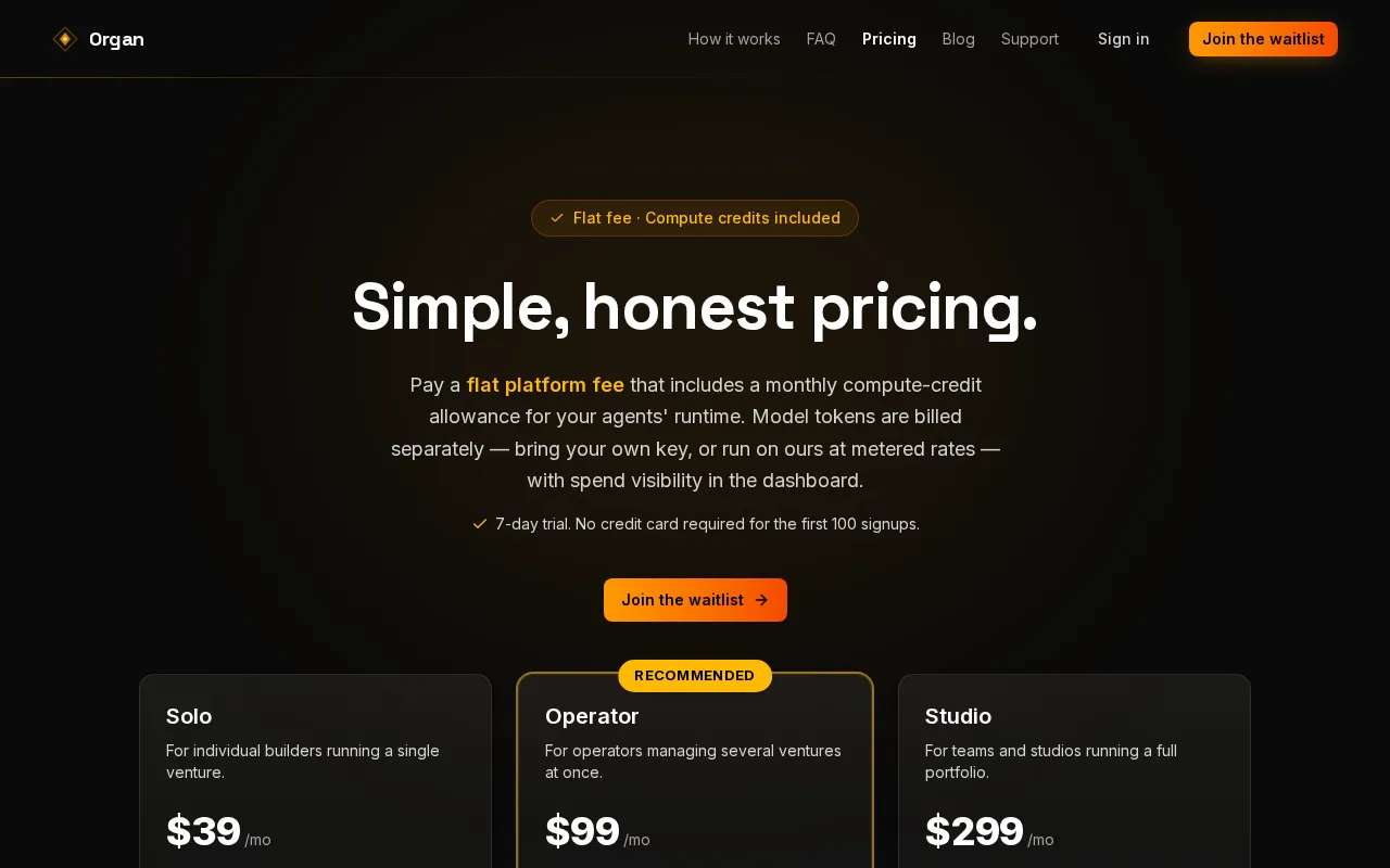 Organ — pricing page