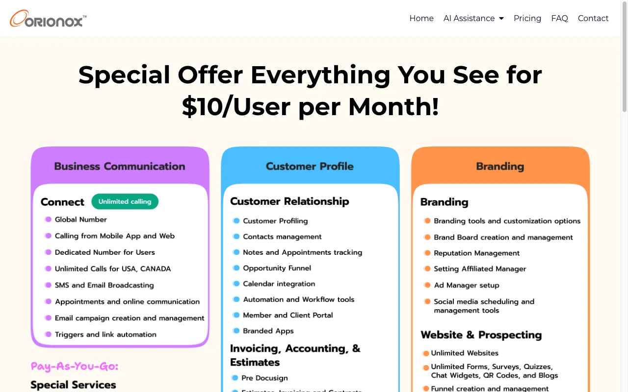 orionox — pricing page