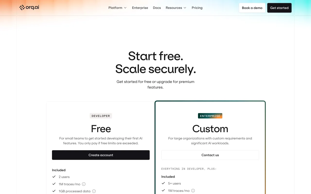 Orquesta AI Prompts — pricing page