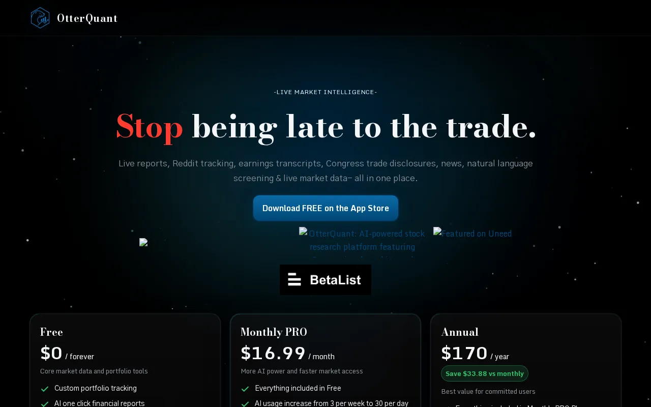 OtterQuant — pricing page