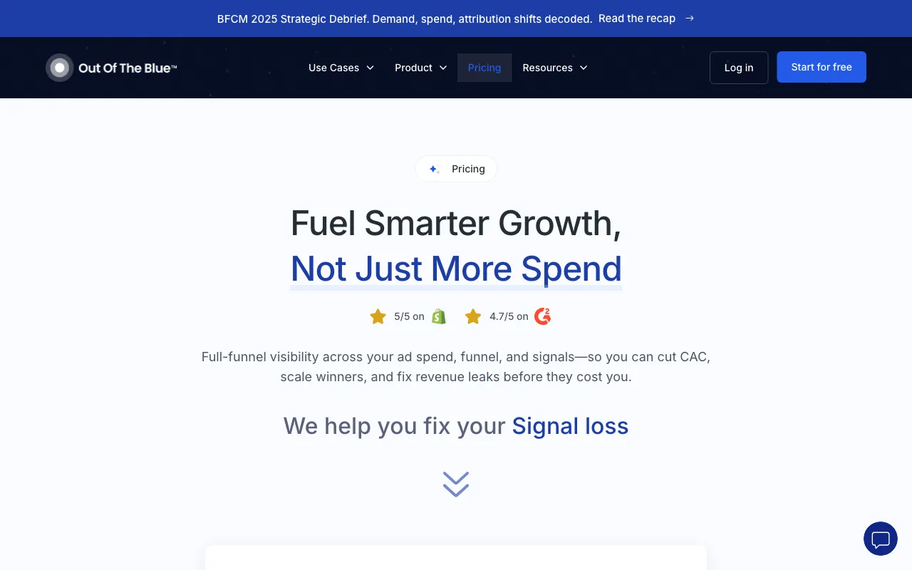 Out Of The Blue — pricing page