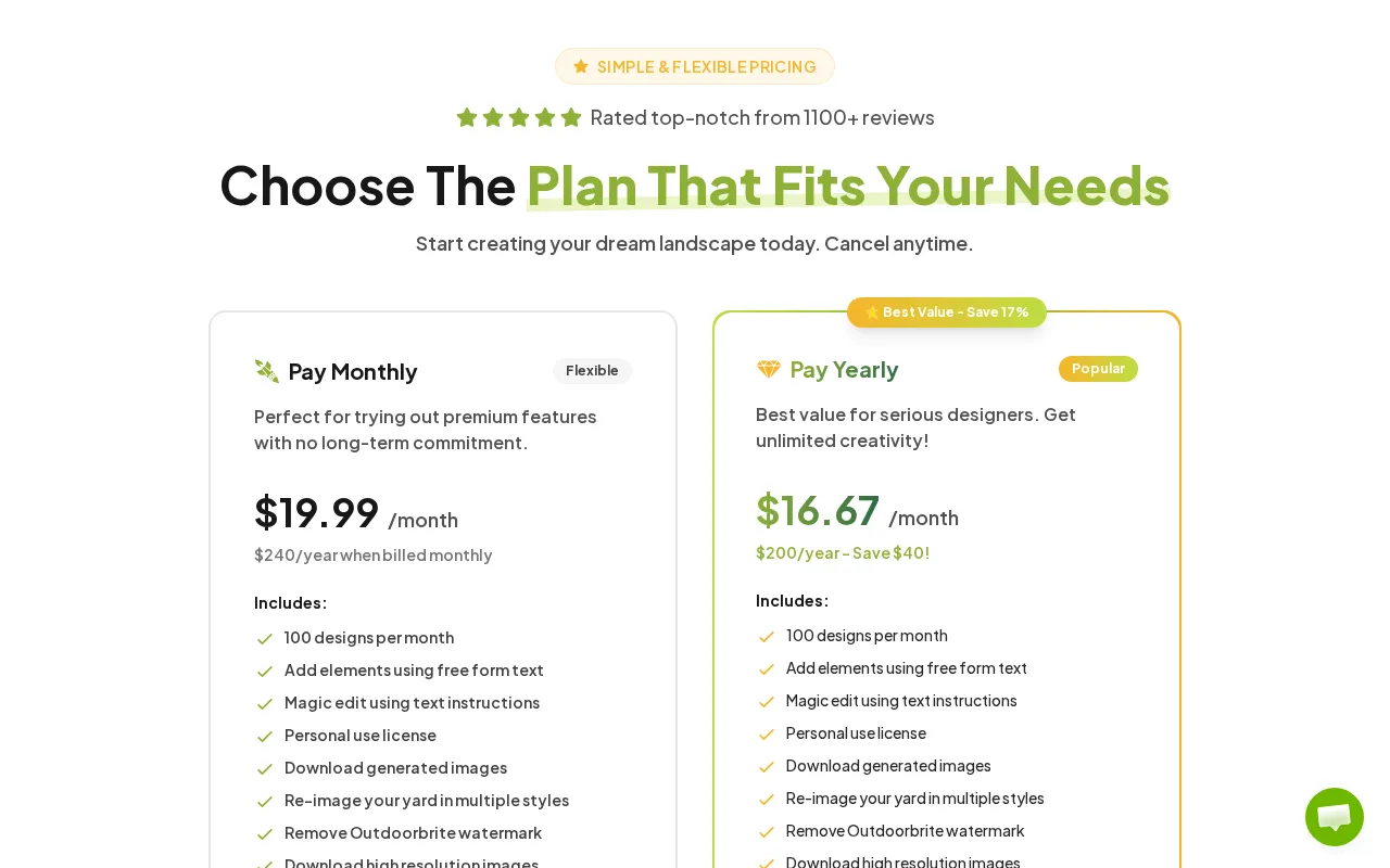 OutdoorBrite — pricing page