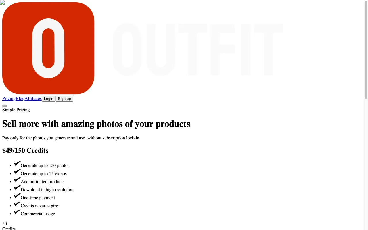 Outfit.fm — pricing page