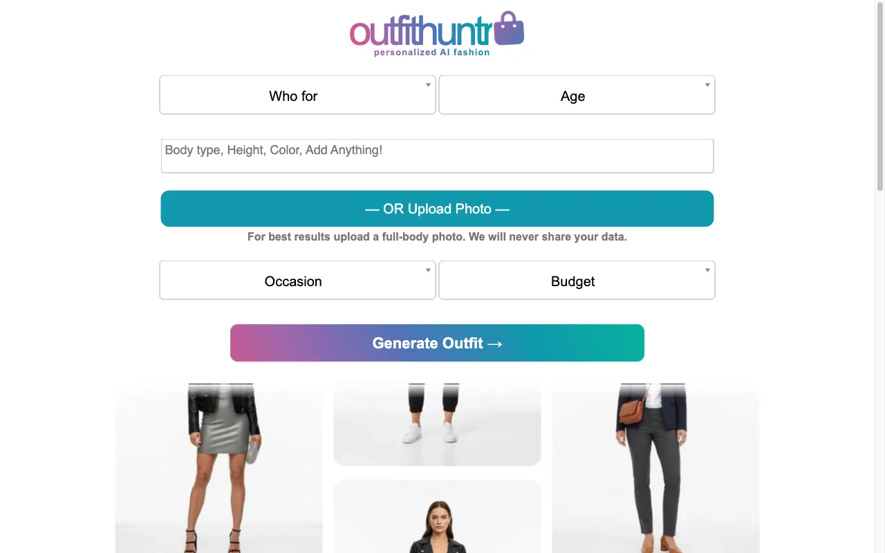 OutfitHuntr.com — preview screenshot
