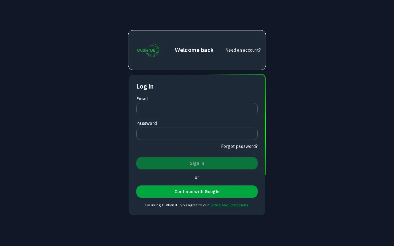 Outlier Database — preview screenshot