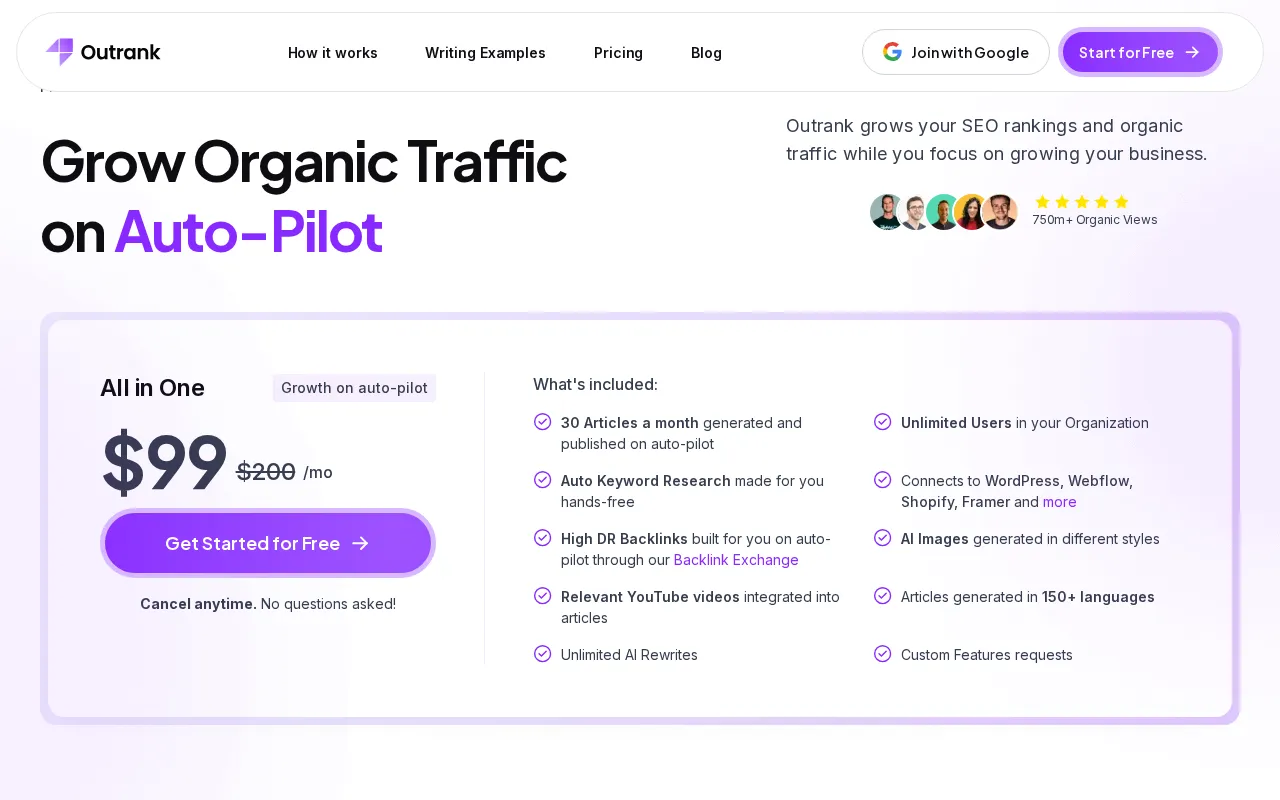 Outrank — pricing page