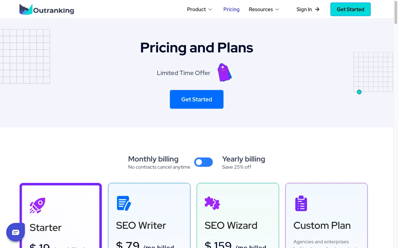 Outranking — pricing page