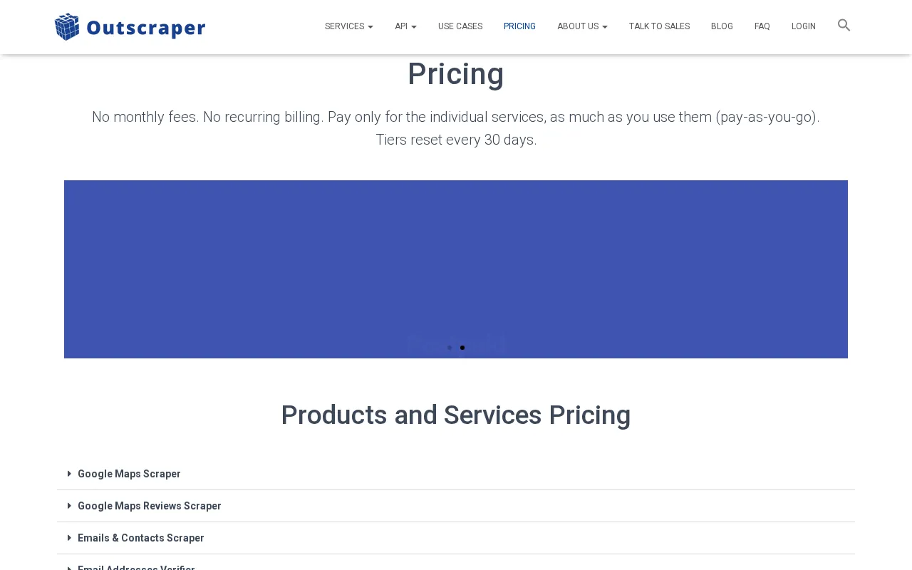 Outscraper — pricing page