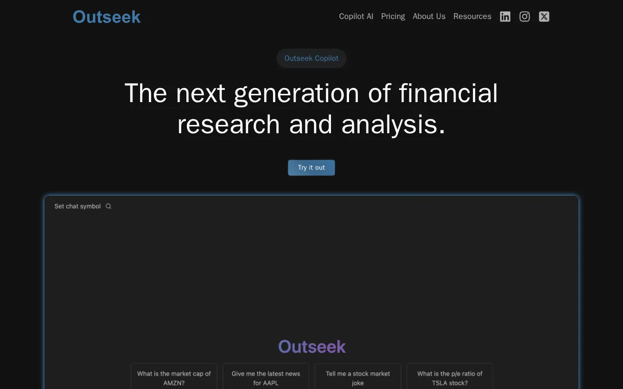 Outseek Financial Terminal — preview screenshot
