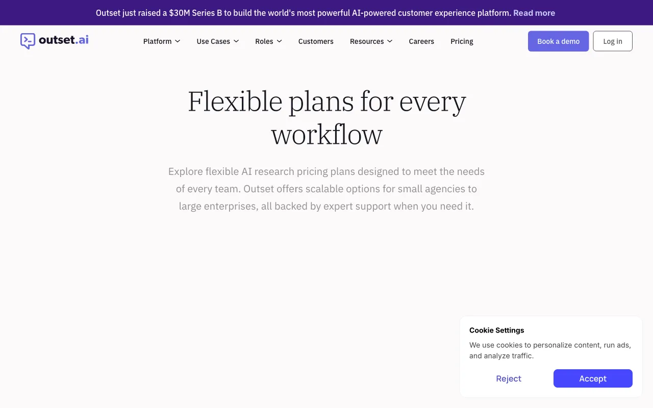 Outset.ai — pricing page