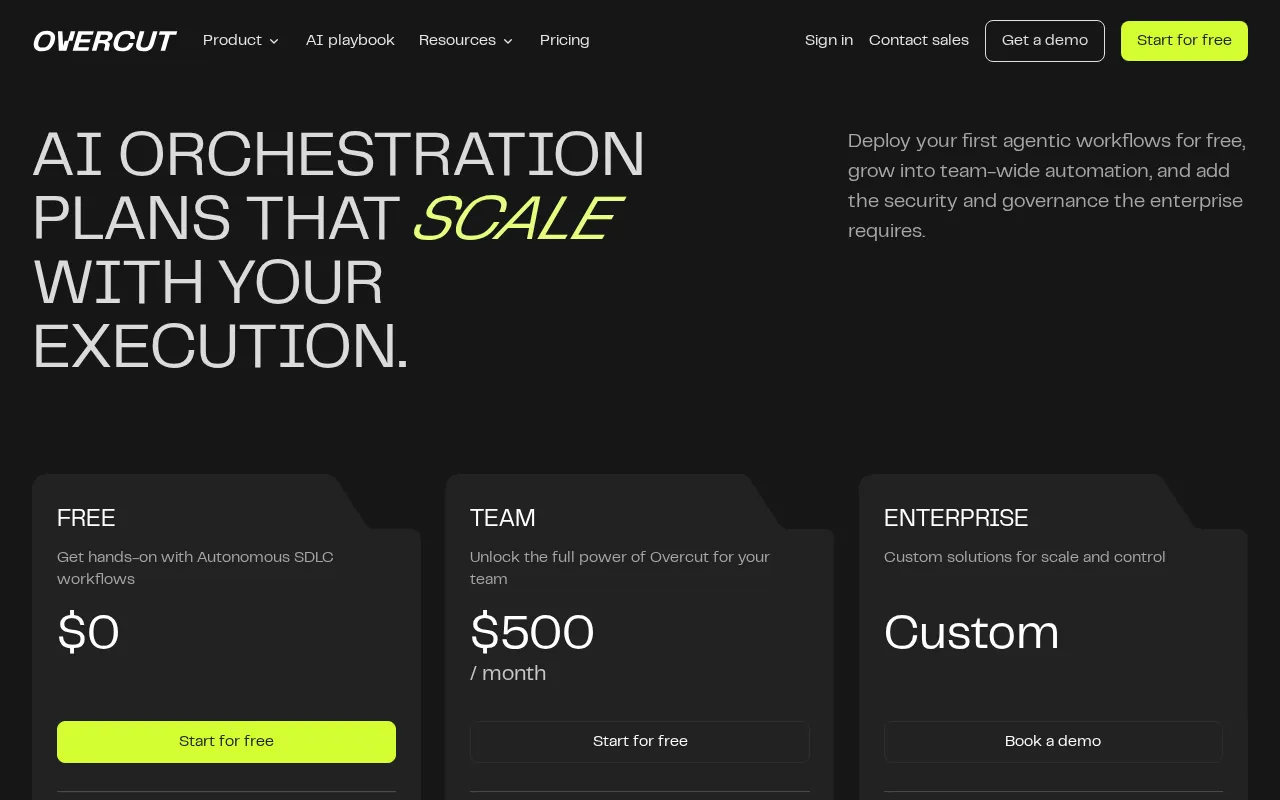 Overcut.ai — pricing page