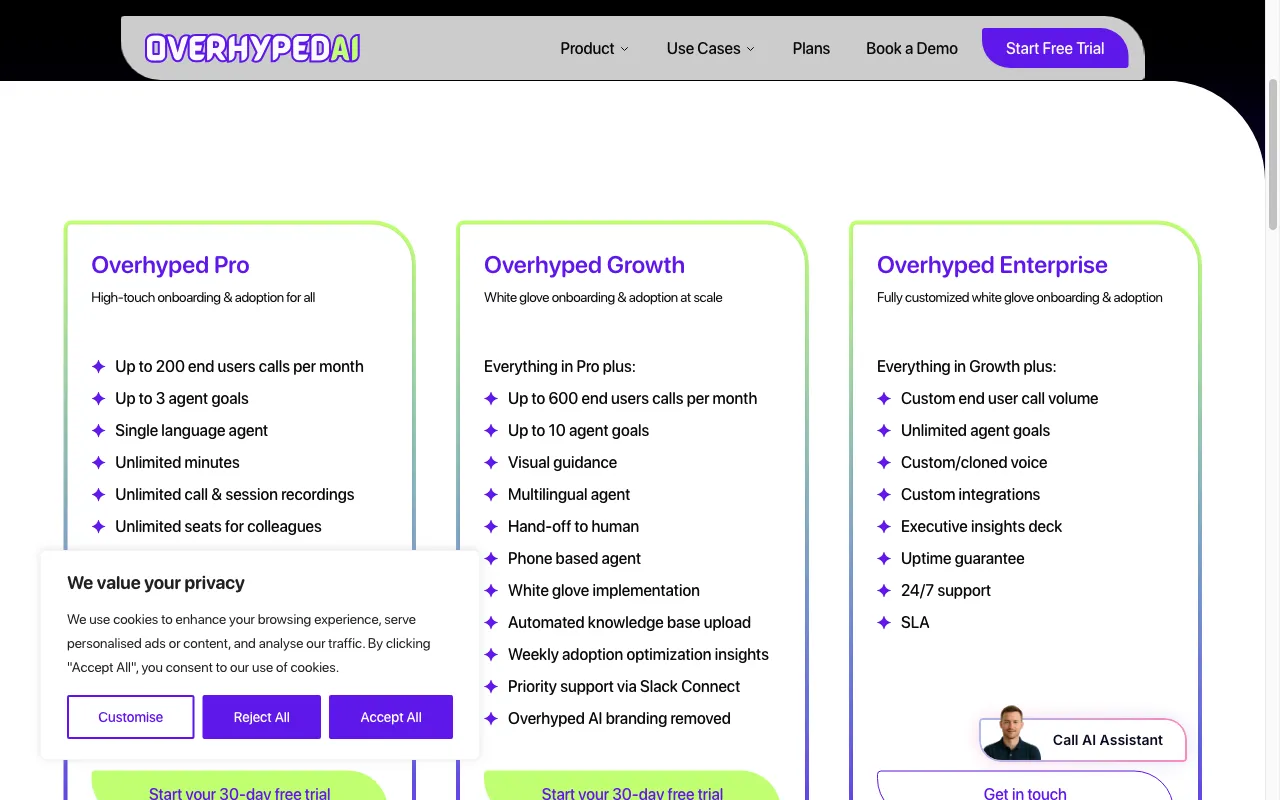 Overhyped AI — pricing page