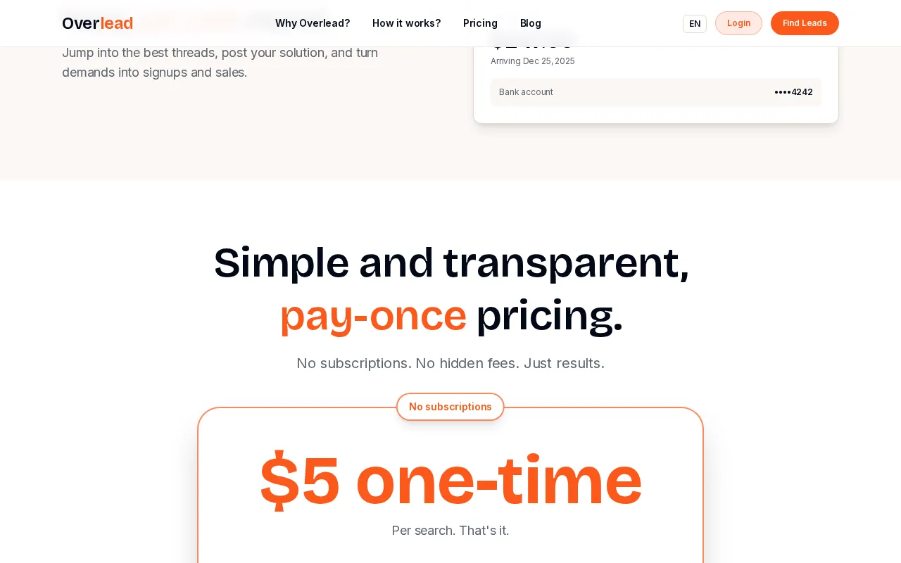 Overlead — pricing page