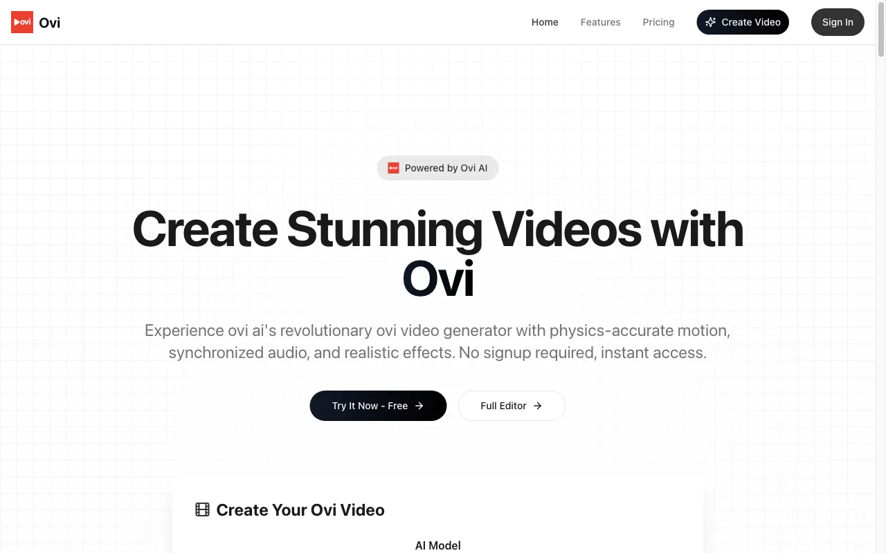 Ovi AI — preview screenshot