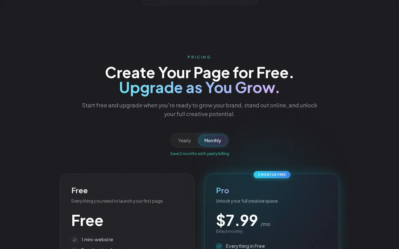 own.page — pricing page