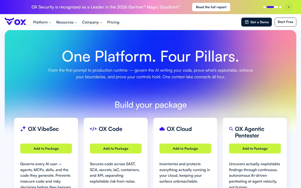OX Security — pricing page