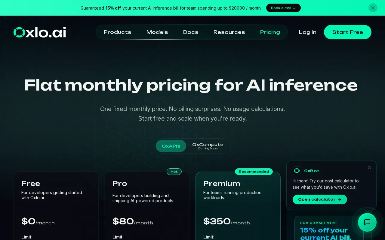 Oxlo.ai — pricing page