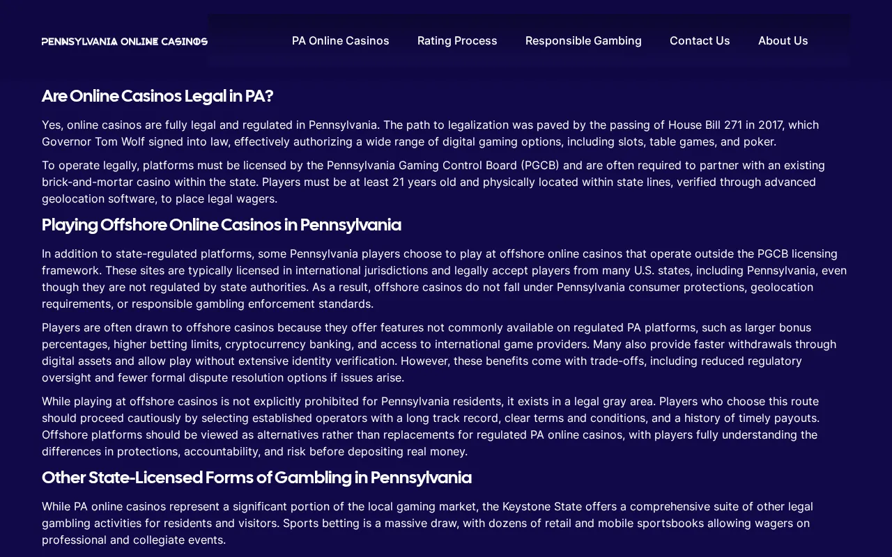 PA Online Casinos — pricing page