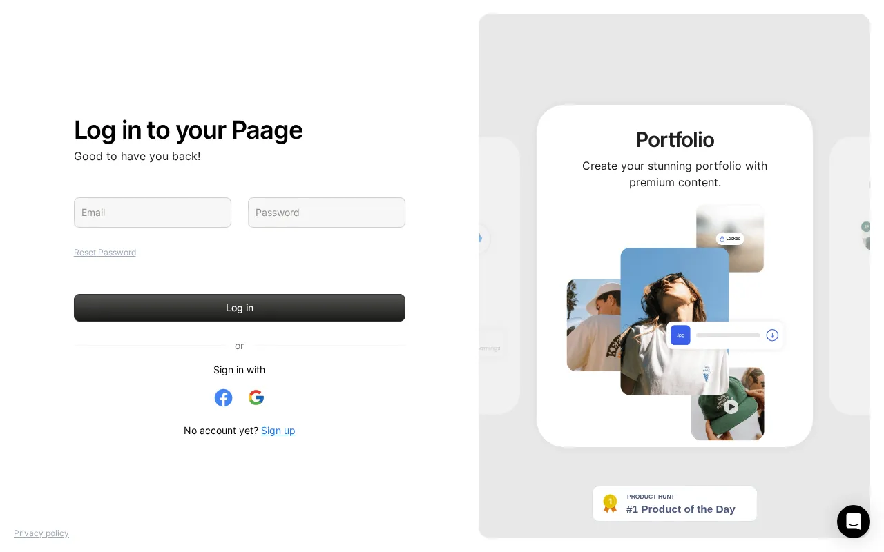 Paage — pricing page