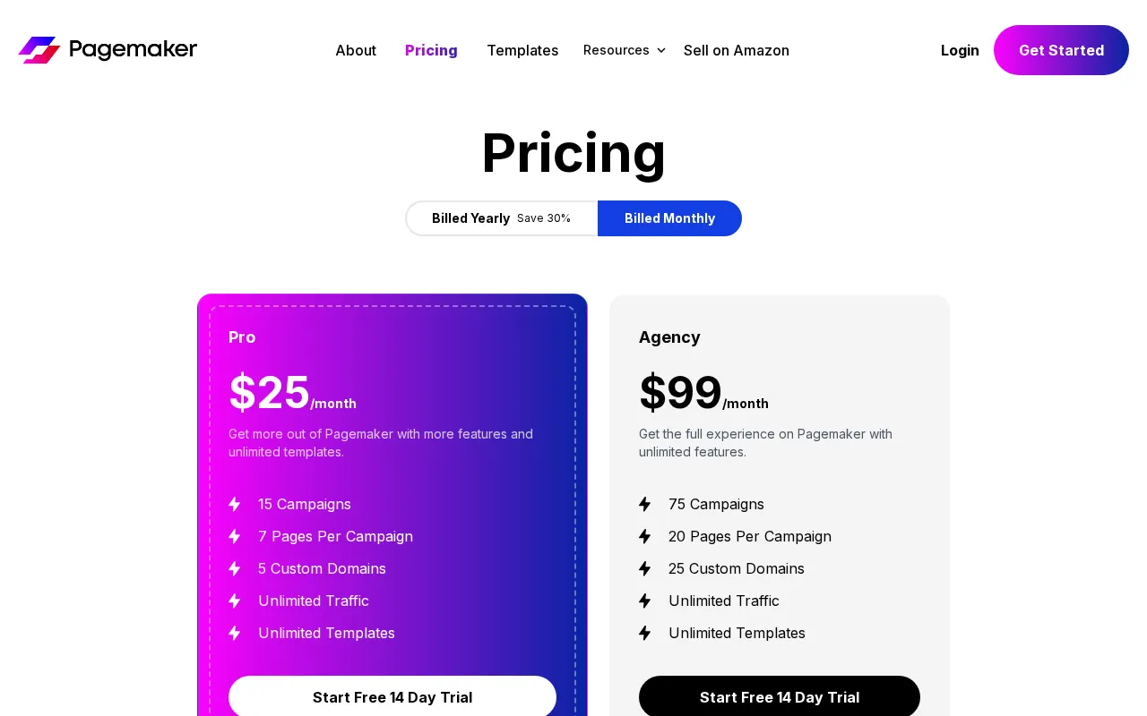 Pagemaker — pricing page