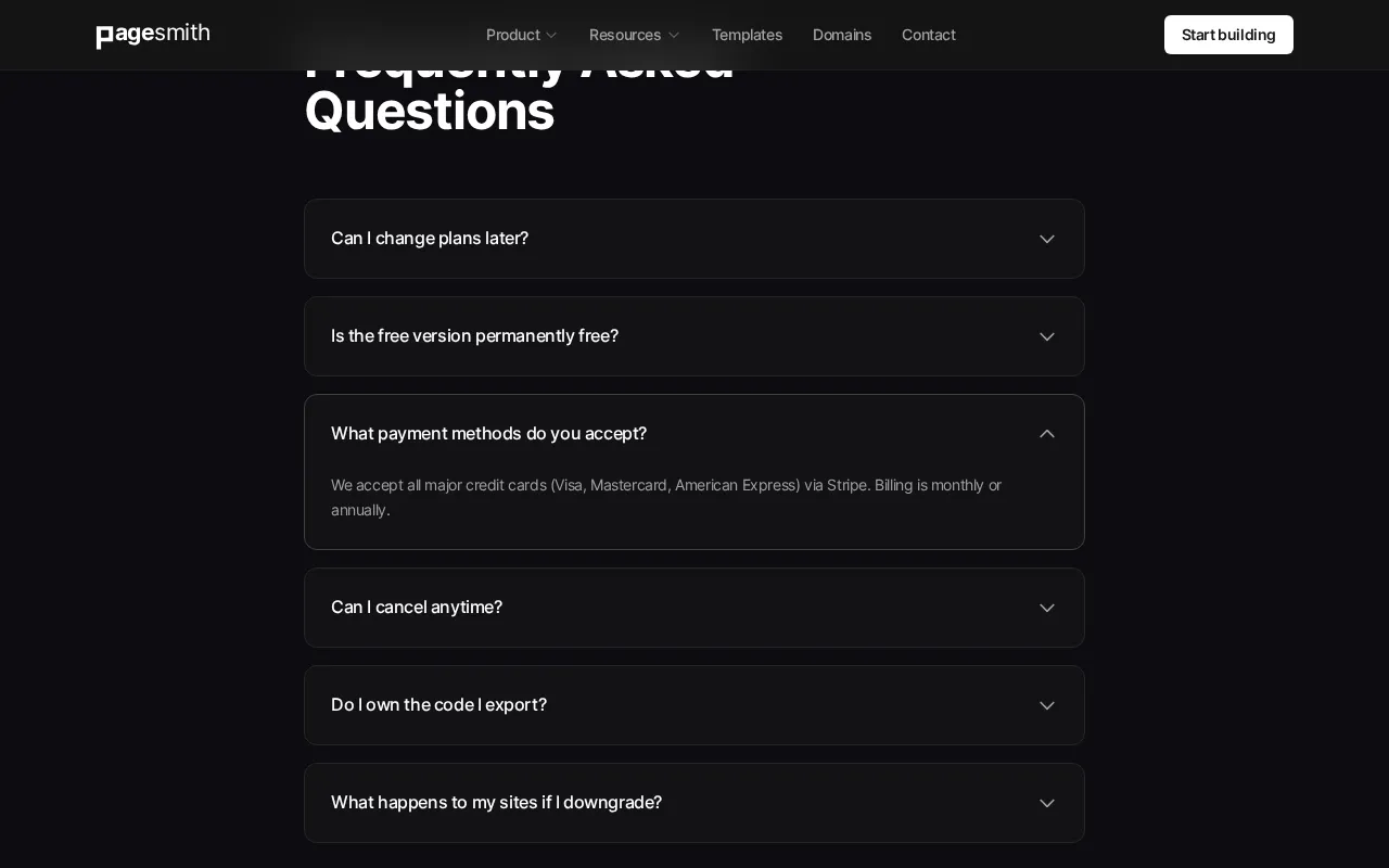 Pagesmith.ai — pricing page