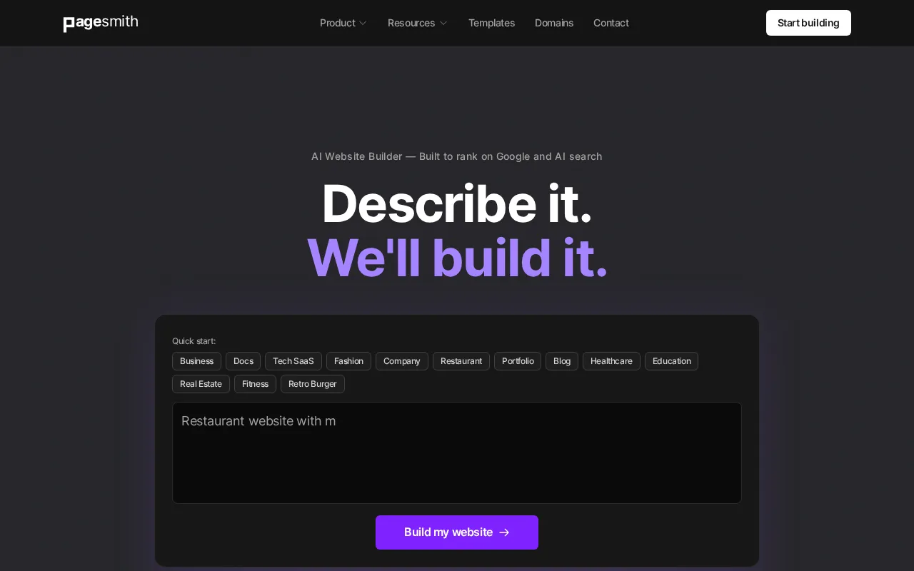 Pagesmith.ai — preview screenshot