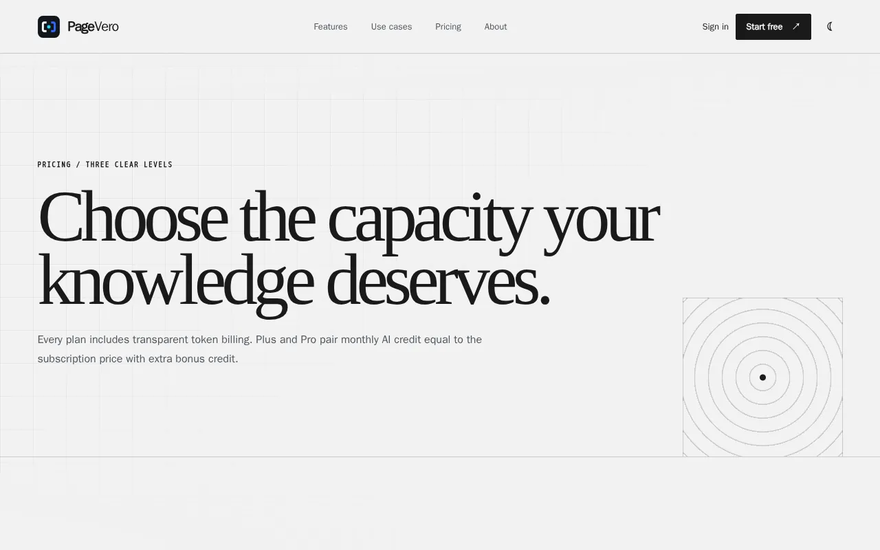 PageVero — pricing page