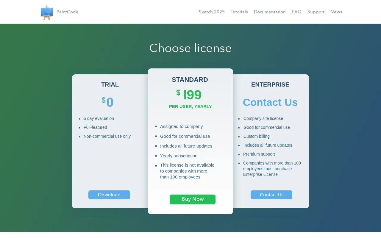PaintCode 2 — pricing page
