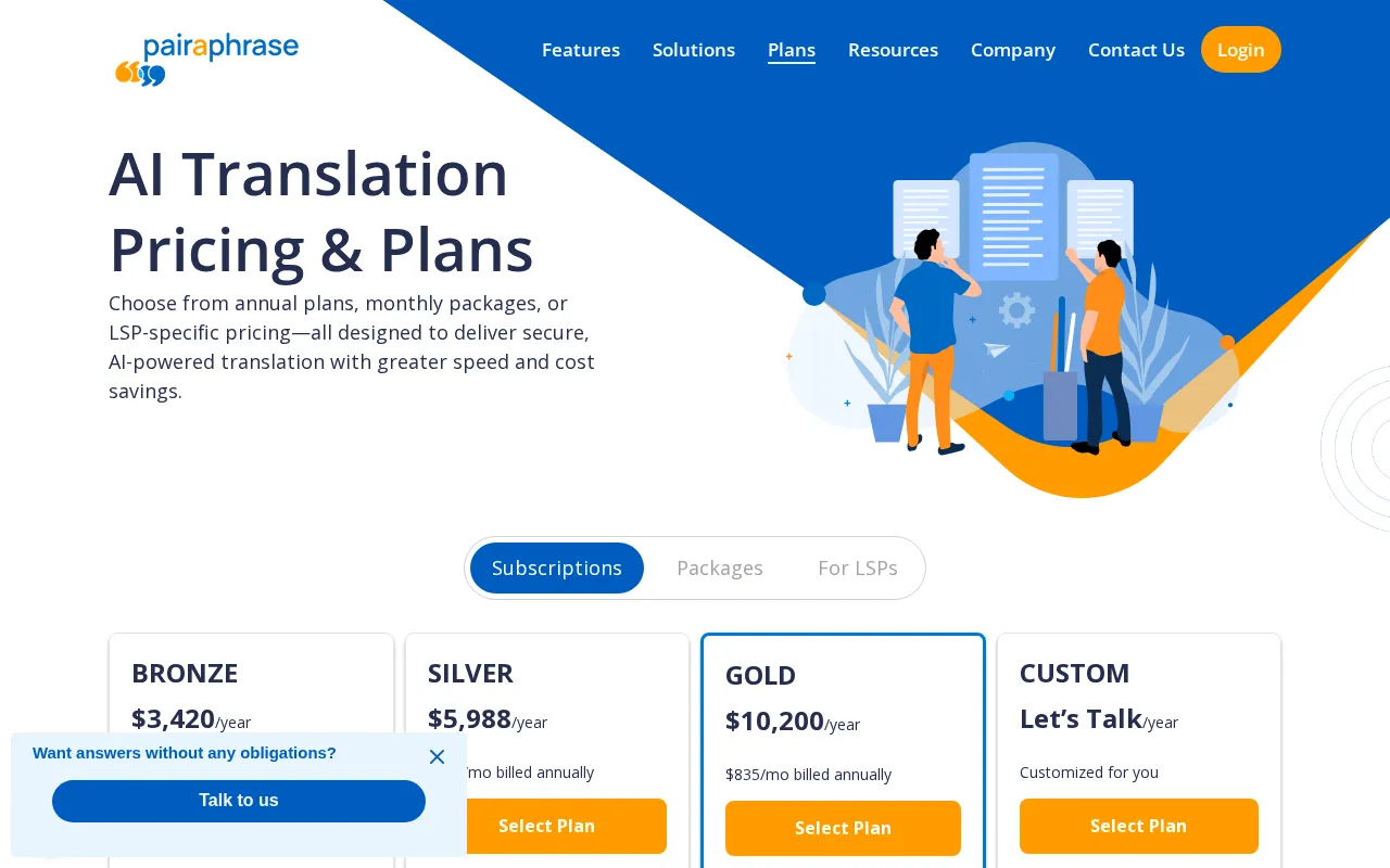Pairaphrase — pricing page