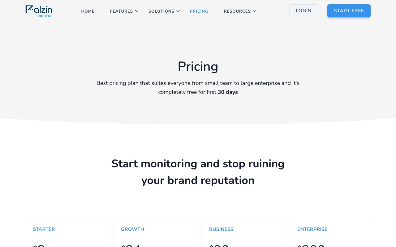 Palzin Monitor — pricing page