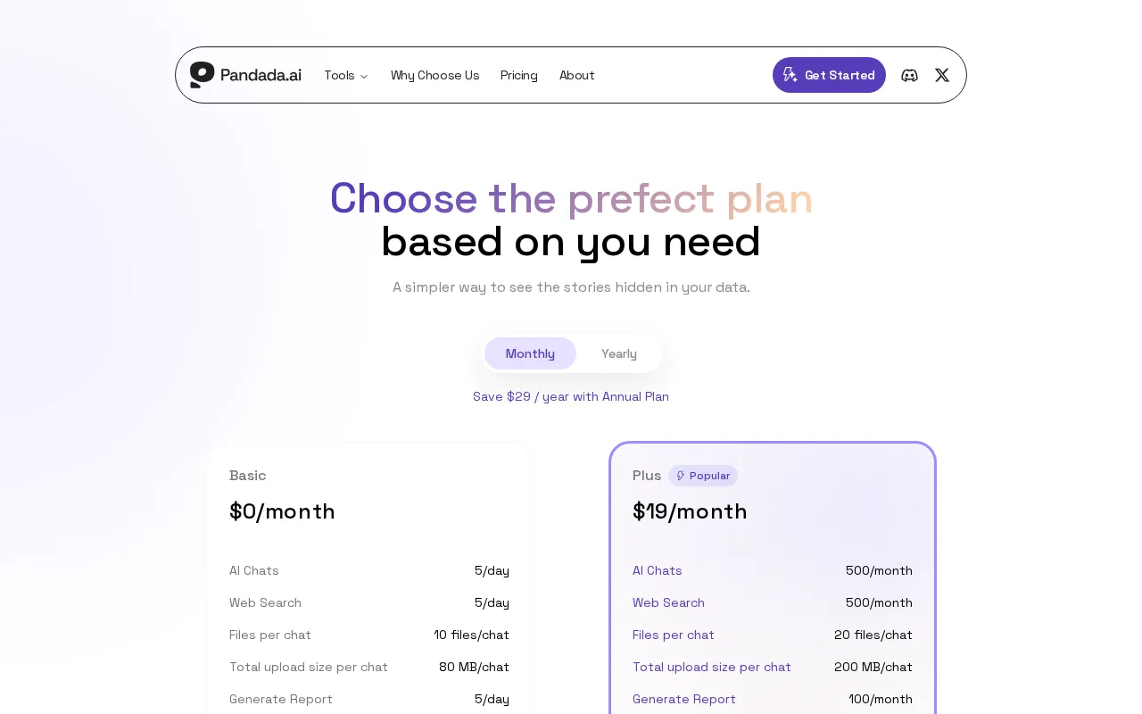 Pandada AI — pricing page
