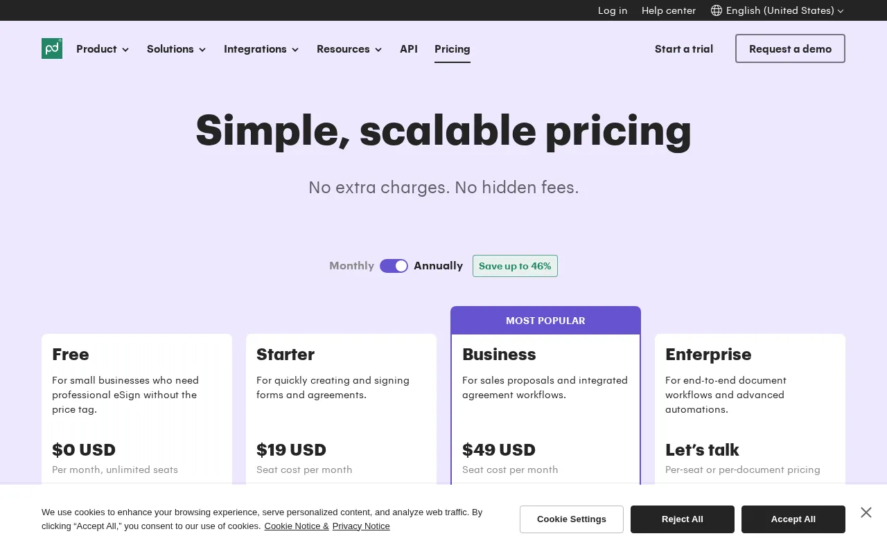 PandaDoc — pricing page