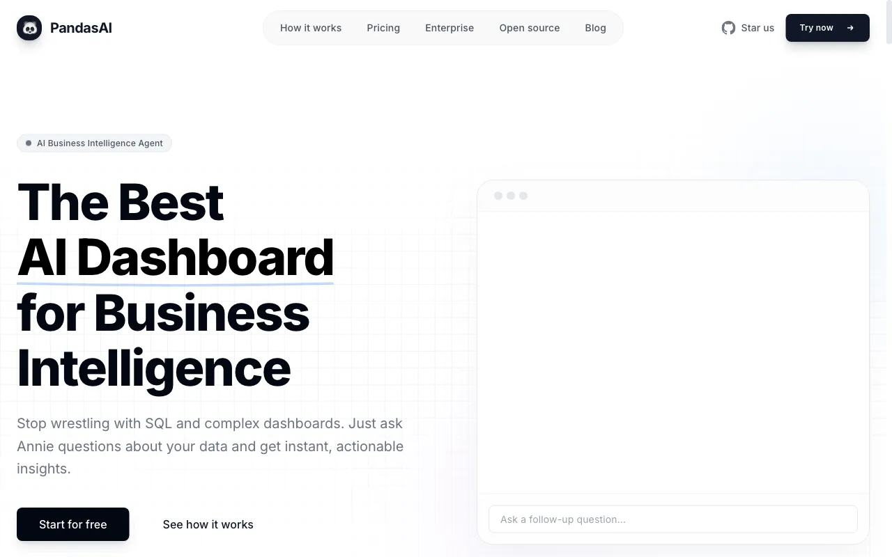 Pandas AI — pricing page