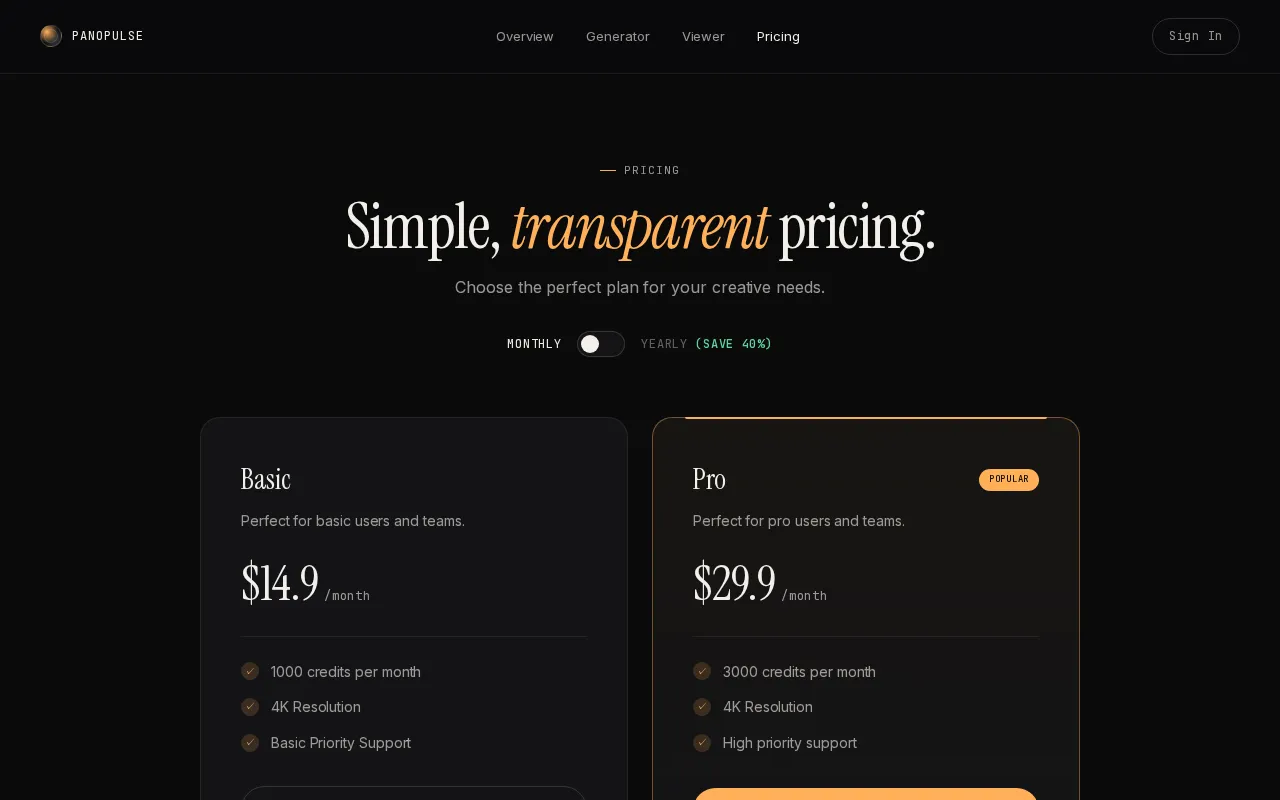 PanoPulse — pricing page